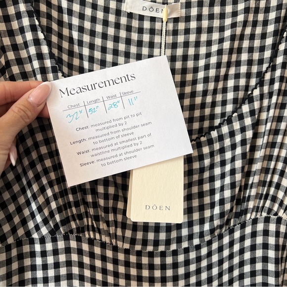 NWT DOEN Kennedy Gingham Maxi Dress Boho Puff Sleeve Black & White Size Small - Picture 5 of 16